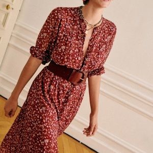 Sézane Alice Dress- Burgundy Flowers